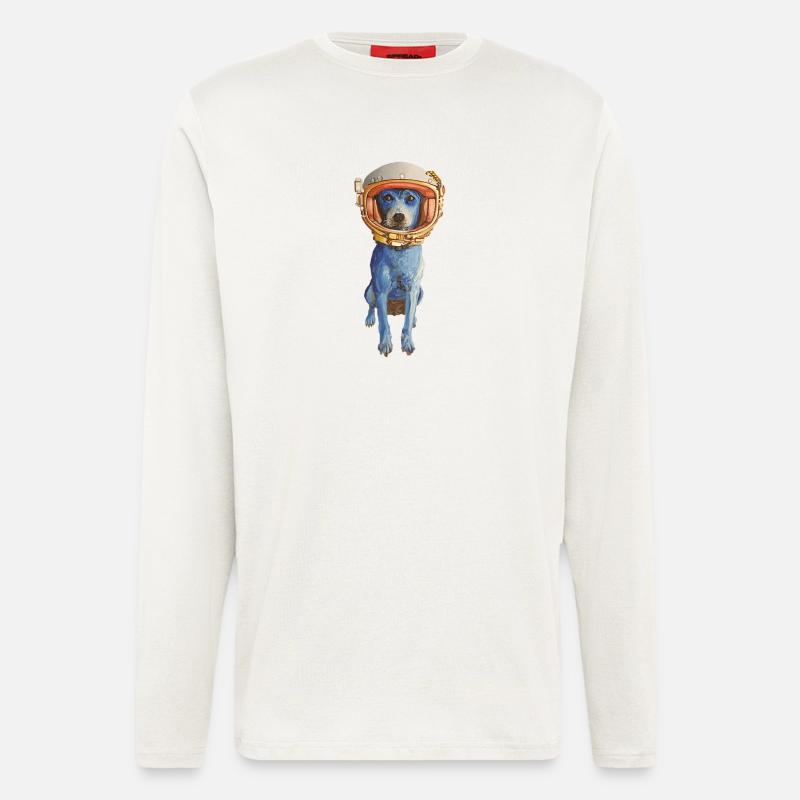 Laly Blue Astronaute en Casque Spatiale - Manches longues bio décontracté fabriqué en UE - OFF WHITE