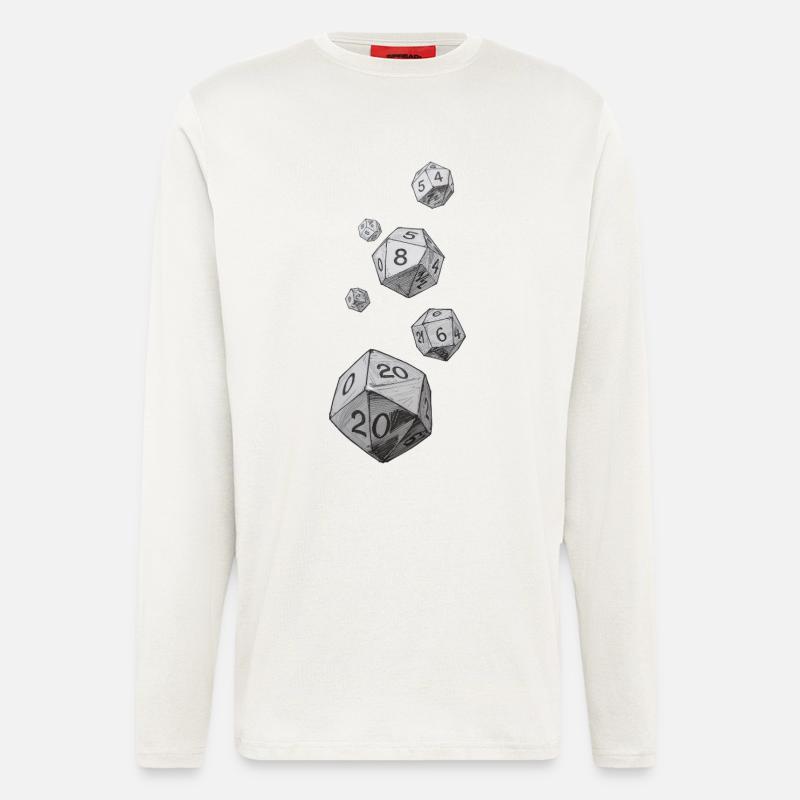 Schwarz-Weiß Rollenspielwürfel – Falling Dice - Langarmshirt - made by SPREAD  - OFF WHITE