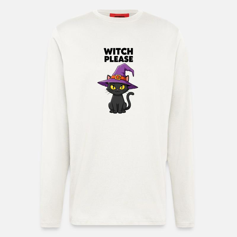 Mitternachtskätzchen-Hexe - Langarmshirt - made by SPREAD  - OFF WHITE