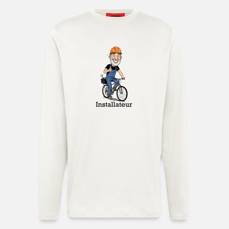 Construction Worker Bicycle Hero - Longsleeve - made by SPREAD  - OFF WHITE