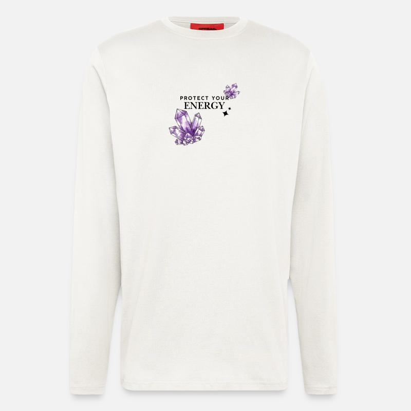 Violet crystal clusters on black - Longsleeve - made by SPREAD  - OFF WHITE