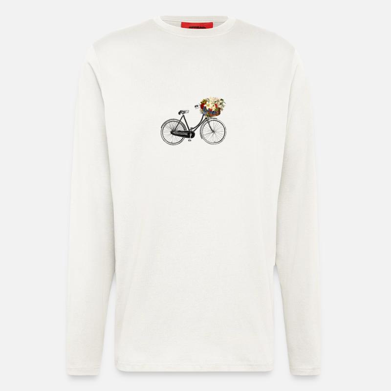 Fahrrad mit Blumen - Langarmshirt - made by SPREAD  - OFF WHITE