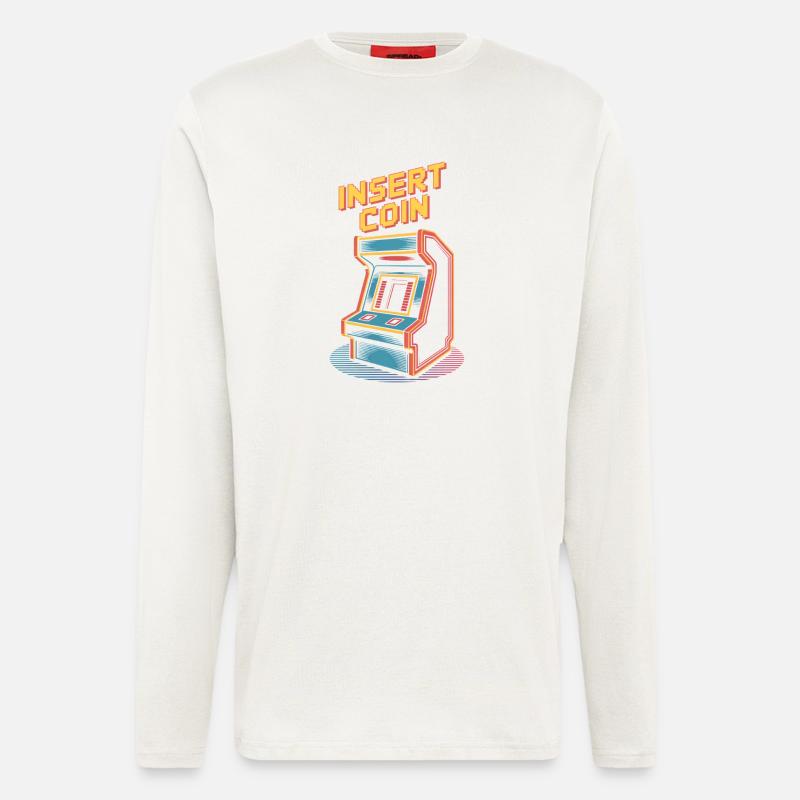 Insert Coin Retro Arcade Gaming Automat - Langarmshirt - made by SPREAD - OFF WHITE