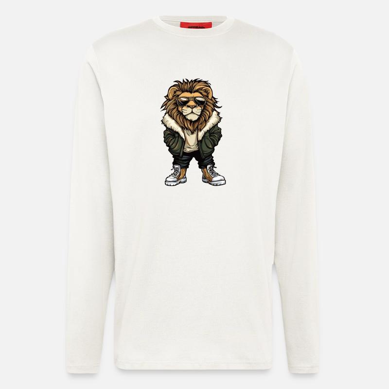 Löwe Cool Winter - Langarmshirt - made by SPREAD  - OFF WHITE