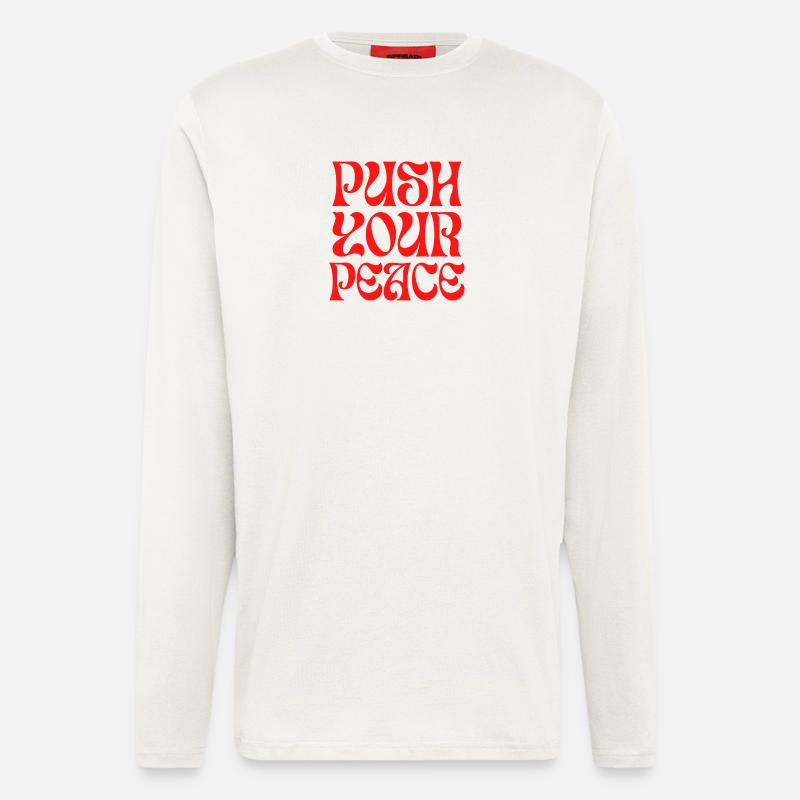 Push Your Peace Peacezeichen Frieden - Langarmshirt - made by SPREAD  - OFF WHITE
