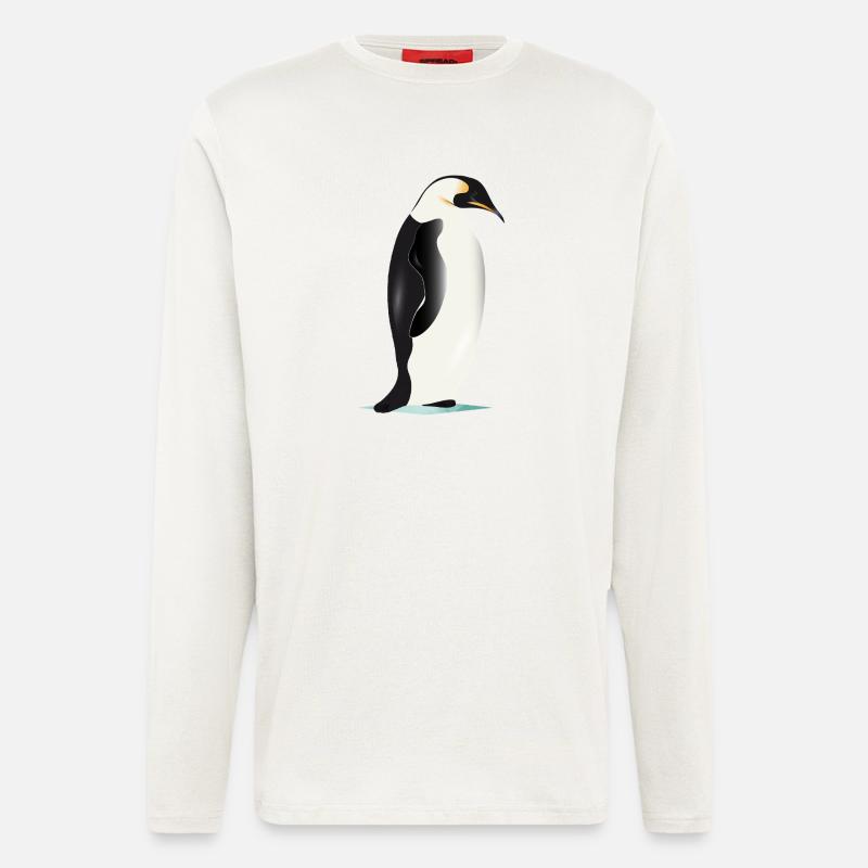 Eleganter grafischer Pinguin auf Eis - Longsleeve - made by SPREAD  - OFF WHITE