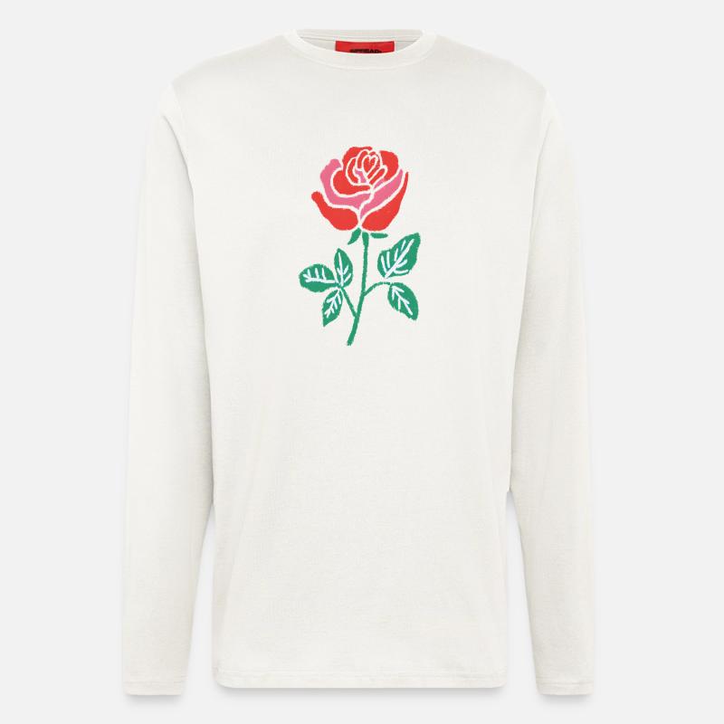 Aquarell Rose Gradient Linie - Langarmshirt - made by SPREAD - OFF WHITE