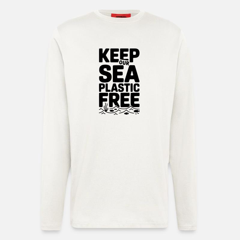 Halten Sie unser Meer plastikfrei - Langarmshirt - made by SPREAD  - OFF WHITE