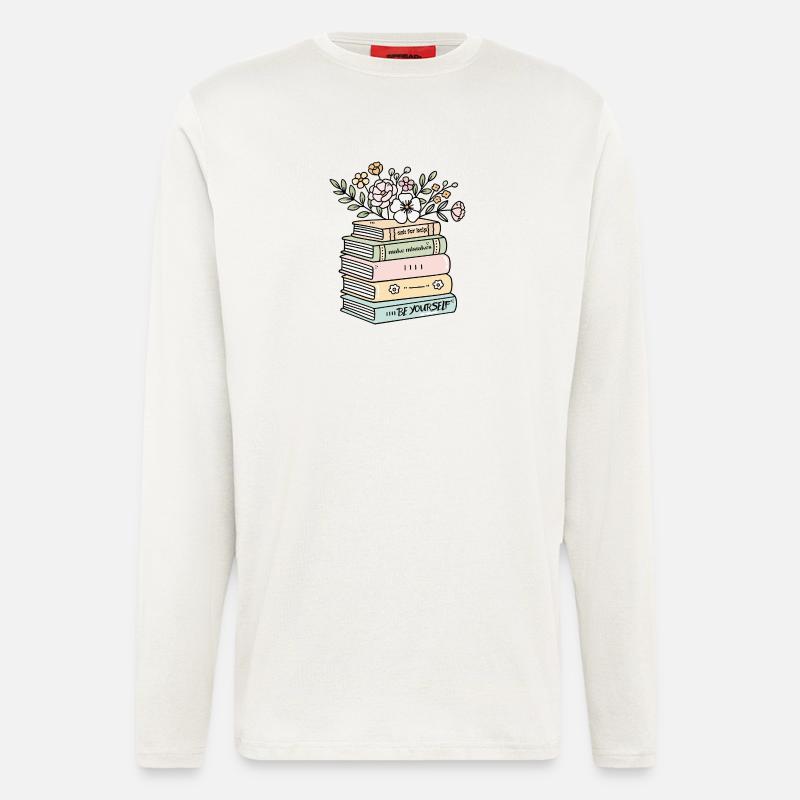 Be Yourself Book Stack Motivation - Longsleeve - made by SPREAD - OFF WHITE