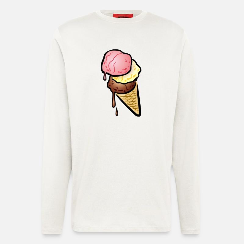 Eistüte mit drei Kugeln Eis - Langarmshirt - made by SPREAD  - OFF WHITE