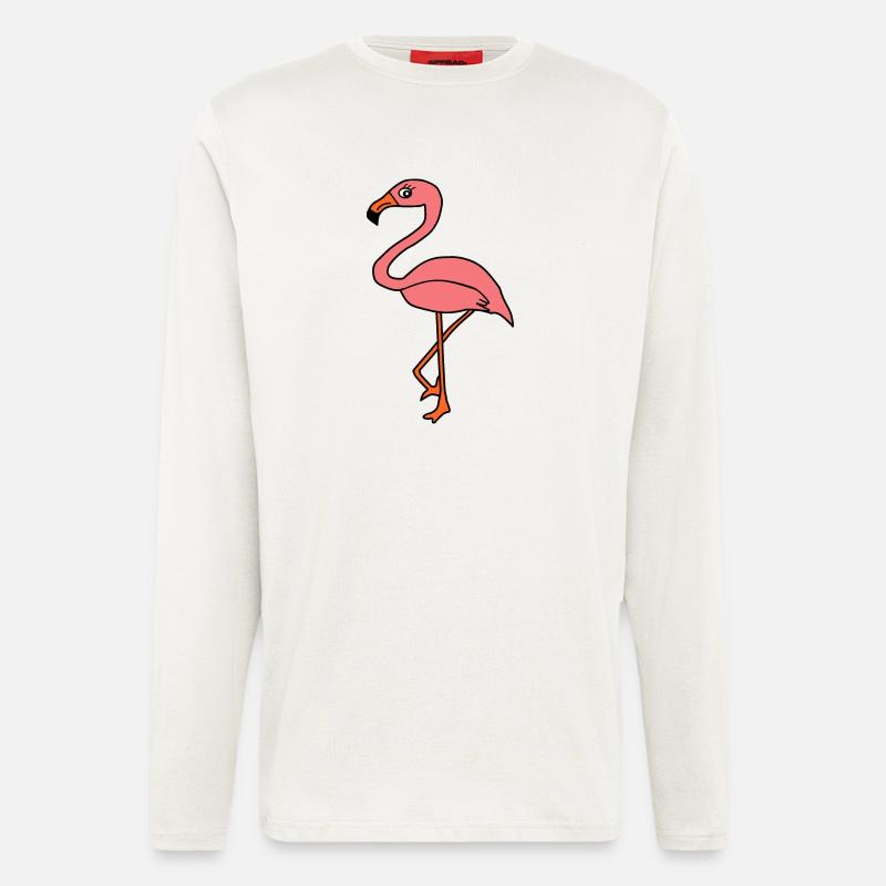 Flamingos Vogel Vögelchen Tiere Geschenk - Langarmshirt - made by SPREAD  - OFF WHITE