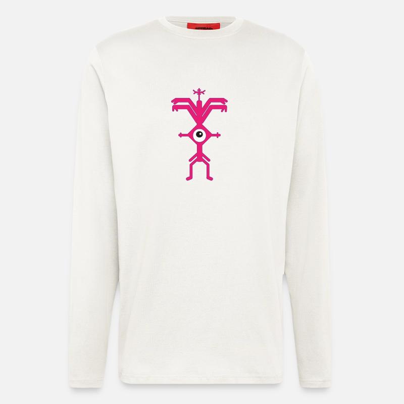 ElectroParty Impression Psyclops Magenta Violette White - Manches longues bio décontracté fabriqué en UE - OFF WHITE