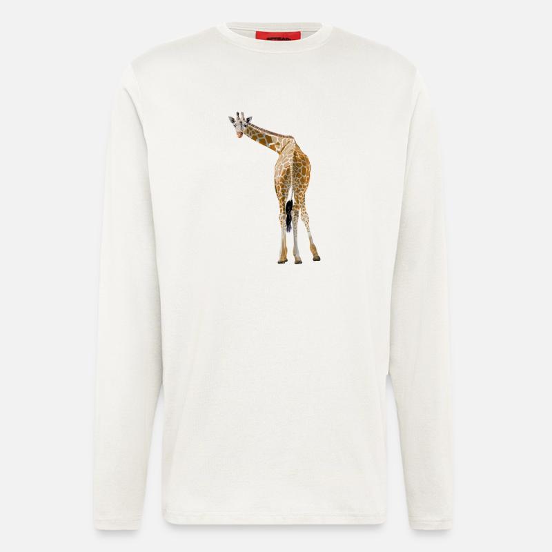Giraffe grüßt aus der Savanne - Langarmshirt - made by SPREAD  - OFF WHITE