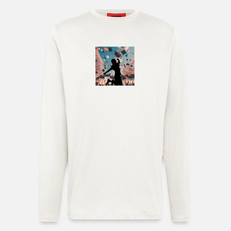 Absolvent*innen - endlich Abschluss Freudensprung - Langarmshirt - made by SPREAD  - OFF WHITE