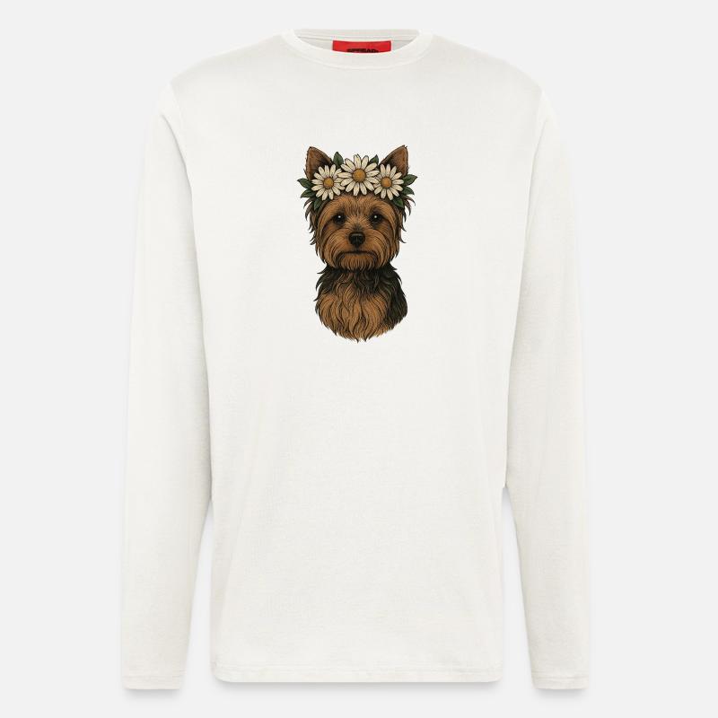Yorkshire Terrier with Daisy Crown - Longsleeve - made by SPREAD - OFF WHITE