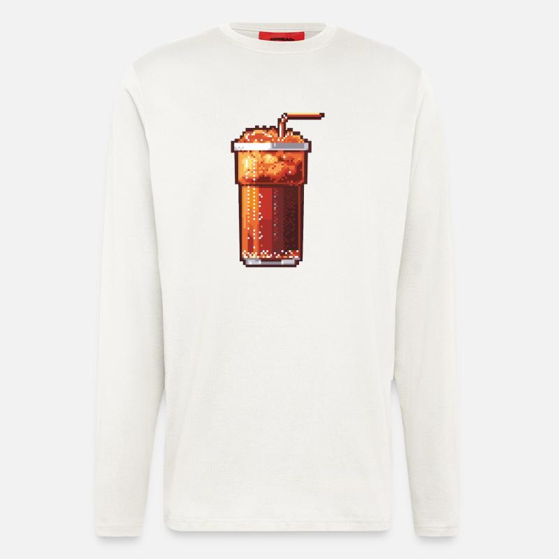 Pixel Cola Glas mit Eis - Langarmshirt - made by SPREAD  - OFF WHITE