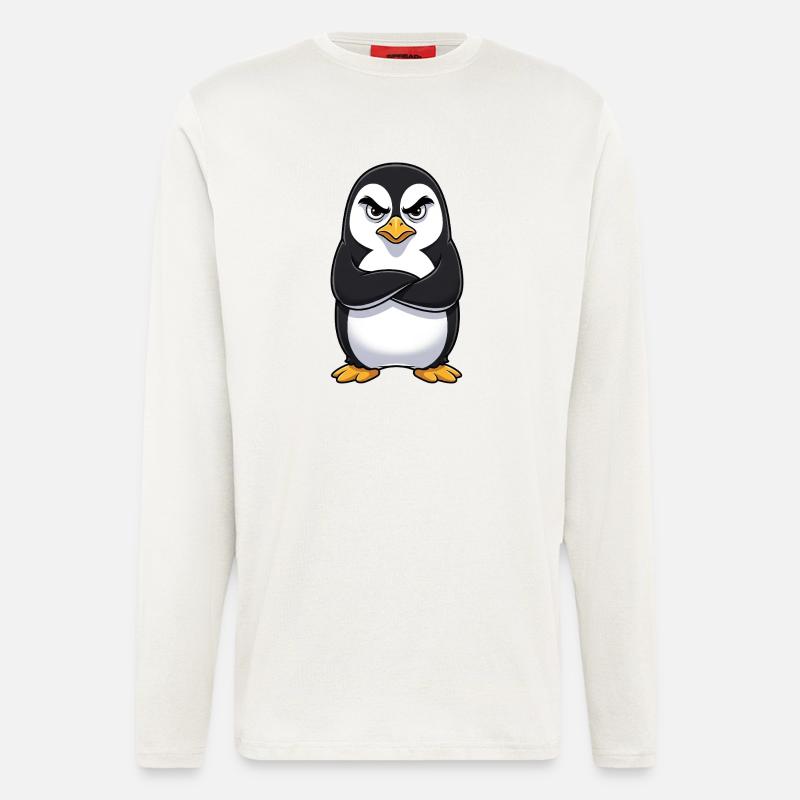 Grumpy Penguin Cartoon Sour Grumpy Annoyed - Longsleeve - made by SPREAD  - OFF WHITE