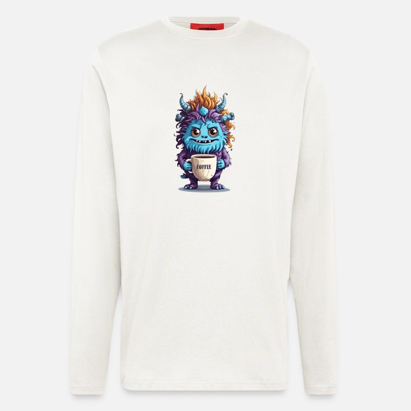 Kaffeemonster  - Koffein Zombie - Morgenmuffel - Langarmshirt - made by SPREAD  - OFF WHITE