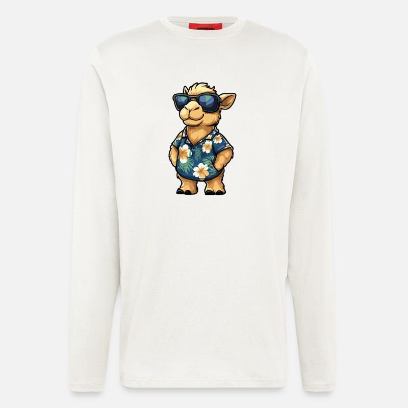 Kamel Comic Urlaub - Langarmshirt - made by SPREAD  - OFF WHITE