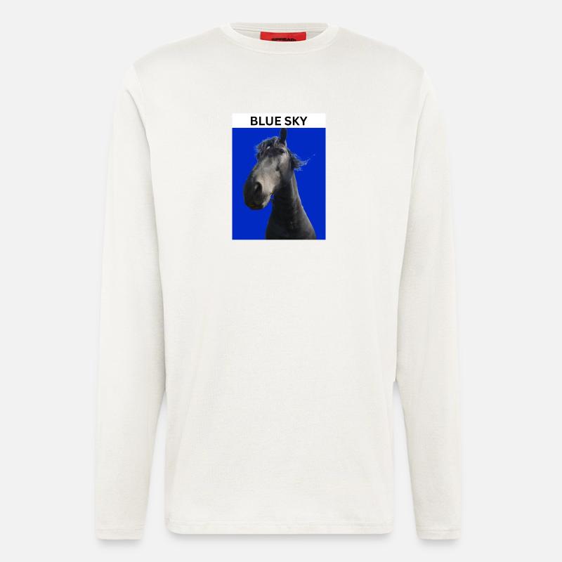 Blauer Himmel und Pferd - Langarmshirt - made by SPREAD  - OFF WHITE
