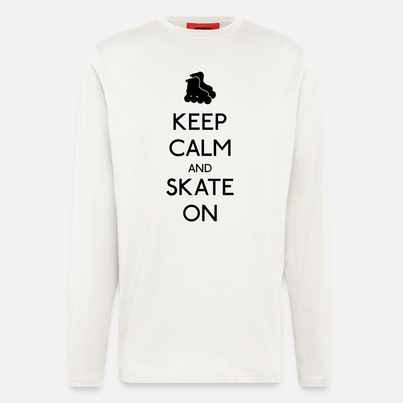 Keep Calm skate on - Manches longues bio décontracté fabriqué en UE - OFF WHITE