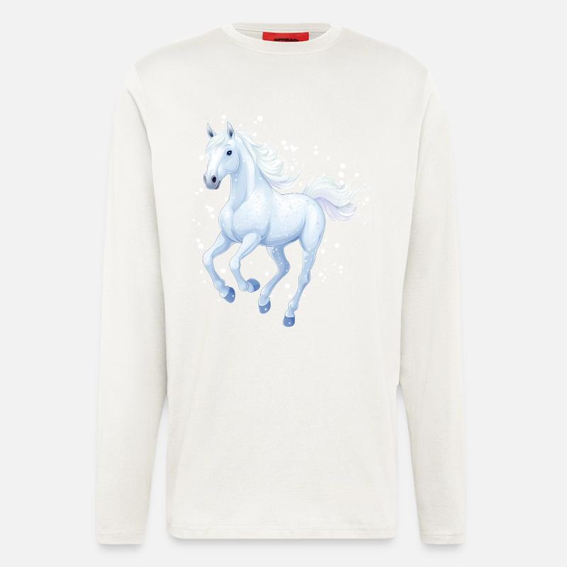 Pferd mit Schneeflocken - Langarmshirt - made by SPREAD  - OFF WHITE