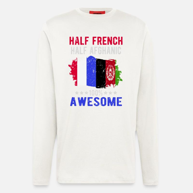 Moitié Français moitié afghan - Manches longues bio décontracté fabriqué en UE - OFF WHITE