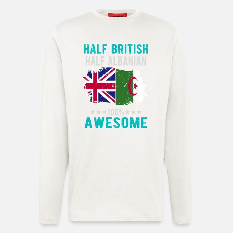 Half British Half Albanian - Longsleeve - made by SPREAD  - OFF WHITE