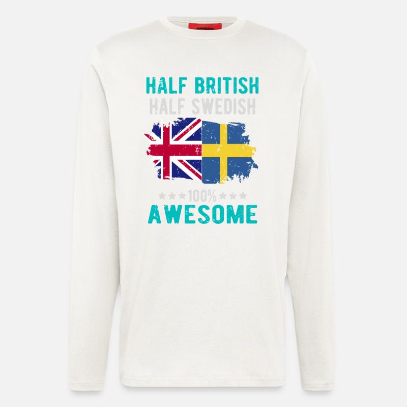 Halb Brite Halb Schwede - Langarmshirt - made by SPREAD  - OFF WHITE
