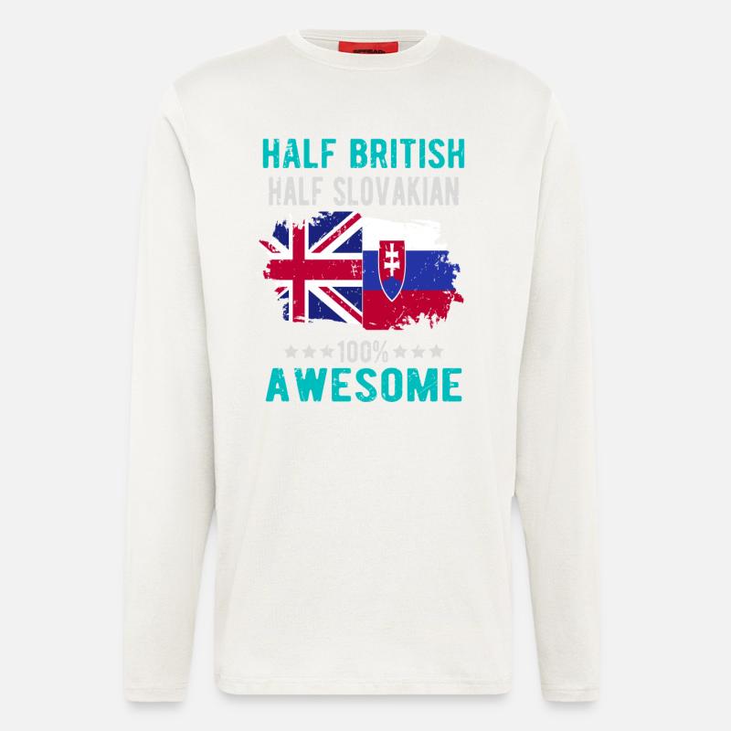 Halb Brite Halb Slowake - Langarmshirt - made by SPREAD - OFF WHITE