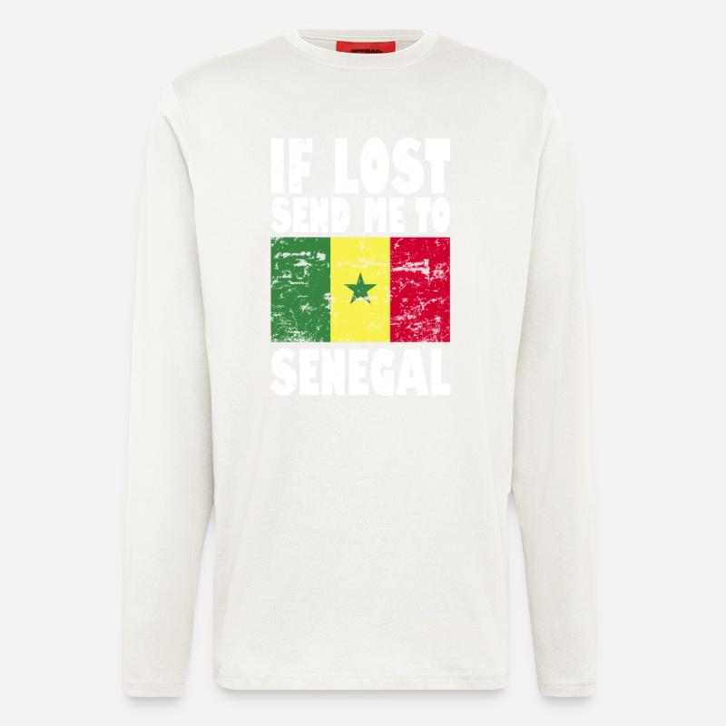 Drapeau du Sénégal - Manches longues bio décontracté fabriqué en UE - OFF WHITE