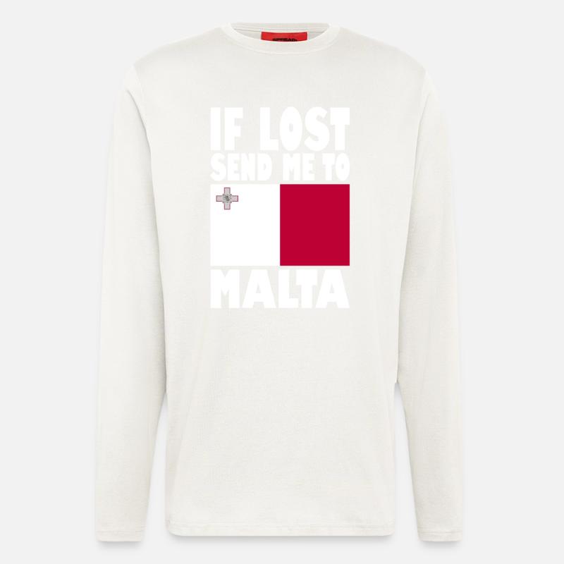 Drapeau de Malte - Manches longues bio décontracté fabriqué en UE - OFF WHITE