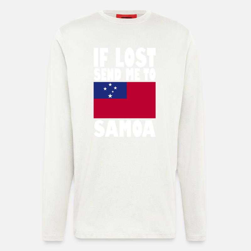 Drapeau des Samoa - Manches longues bio décontracté fabriqué en UE - OFF WHITE