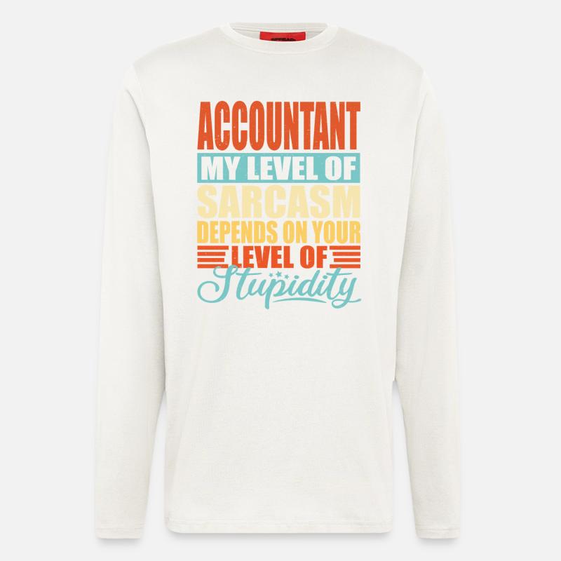 Sarcasme comptable Drôle de comptable - Manches longues bio décontracté fabriqué en UE - OFF WHITE