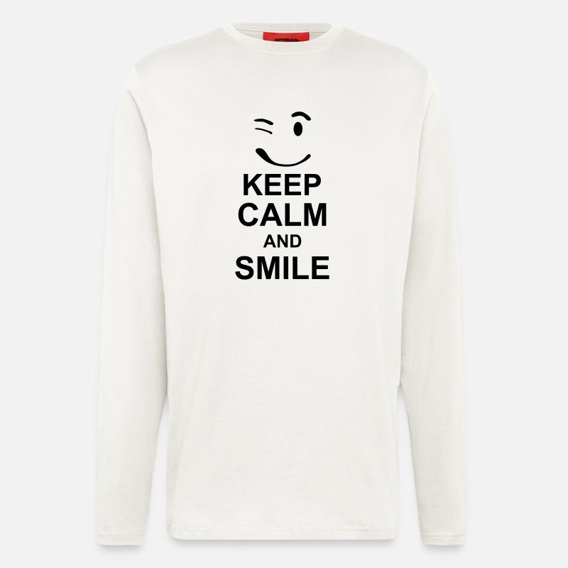 keep calm and smile kg10 - Manches longues bio décontracté fabriqué en UE - OFF WHITE
