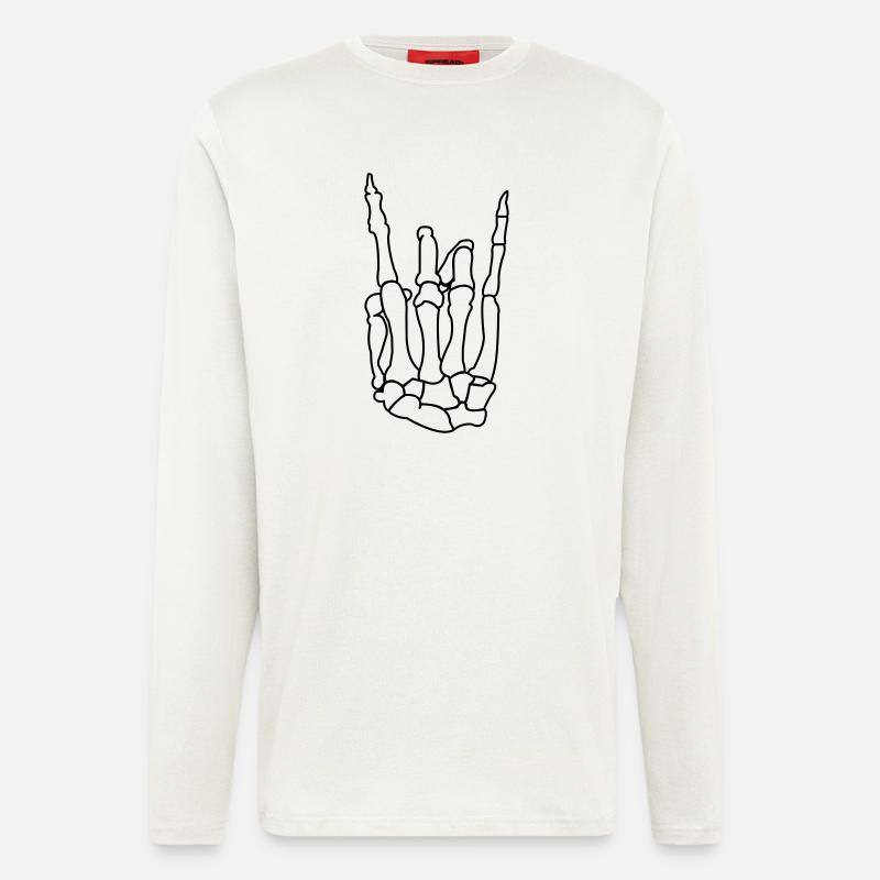 skull_hand_01 - Manches longues bio décontracté fabriqué en UE - OFF WHITE