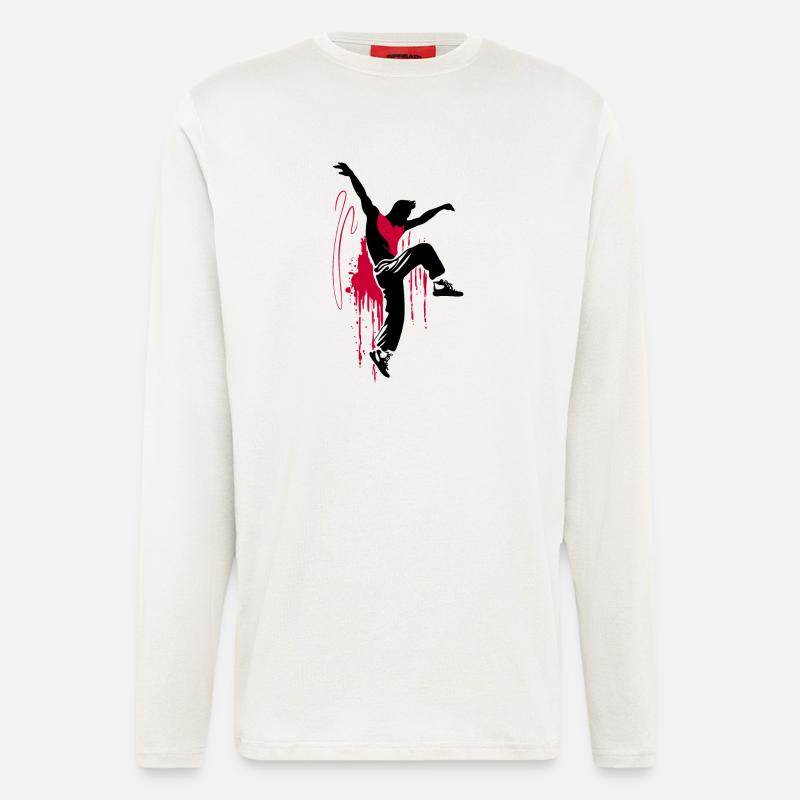 Breakdancer Dancer Silhouette in Red Black - Longsleeve - made by SPREAD  - OFF WHITE