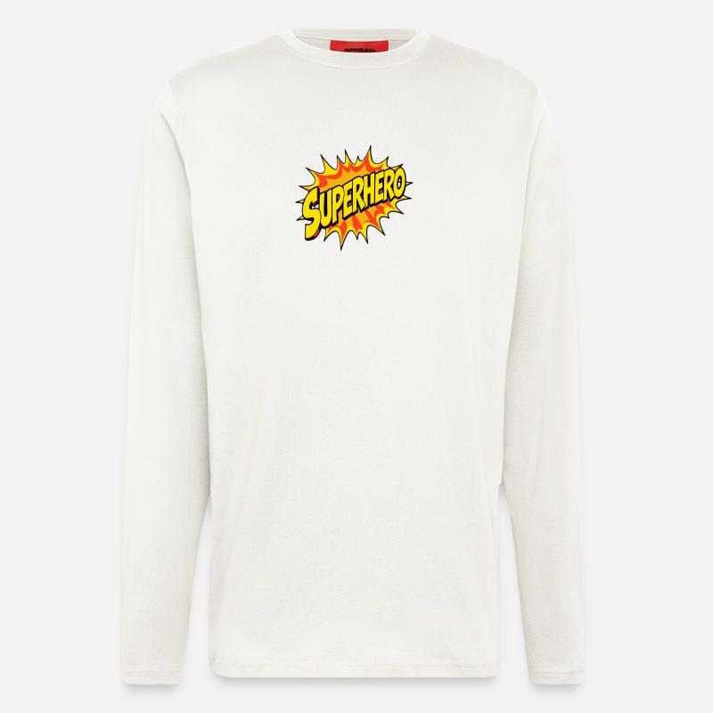 Superhelden-Design im Comic-Stil - Langarmshirt - made by SPREAD  - OFF WHITE