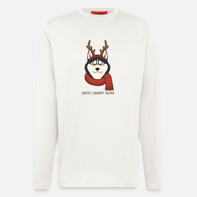 Grumpy Husky – Santa's Unhappy Helper - Longsleeve - made by SPREAD  - OFF WHITE