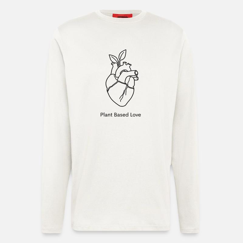 Plantbased Love – Herz & Blatt Fine Line - Langarmshirt - made by SPREAD - OFF WHITE