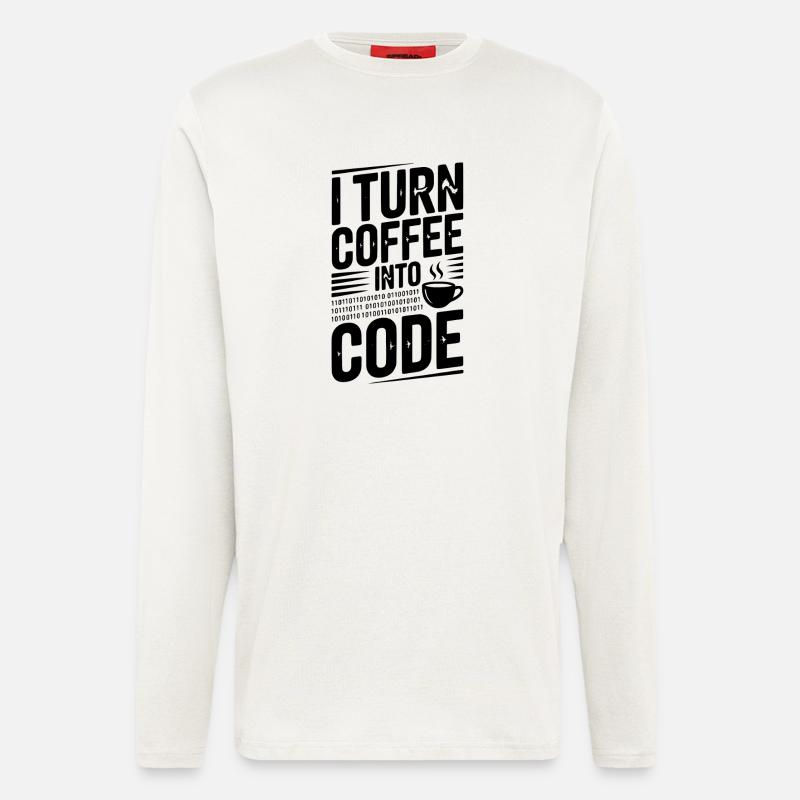 Ich verwandle Kaffee in Code - Langarmshirt - made by SPREAD  - OFF WHITE