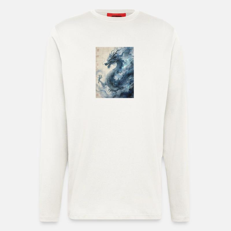 Die Sternennacht: Blauer Drache – Aether - Langarmshirt - made by SPREAD  - OFF WHITE