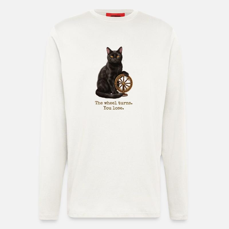 La roue tourne le chat - Manches longues bio décontracté fabriqué en UE - OFF WHITE