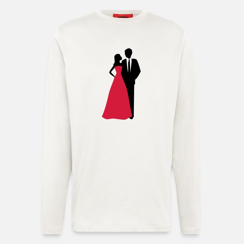 Hochzeit, Paar, Braut, Bräutigam - Langarmshirt - made by SPREAD  - OFF WHITE