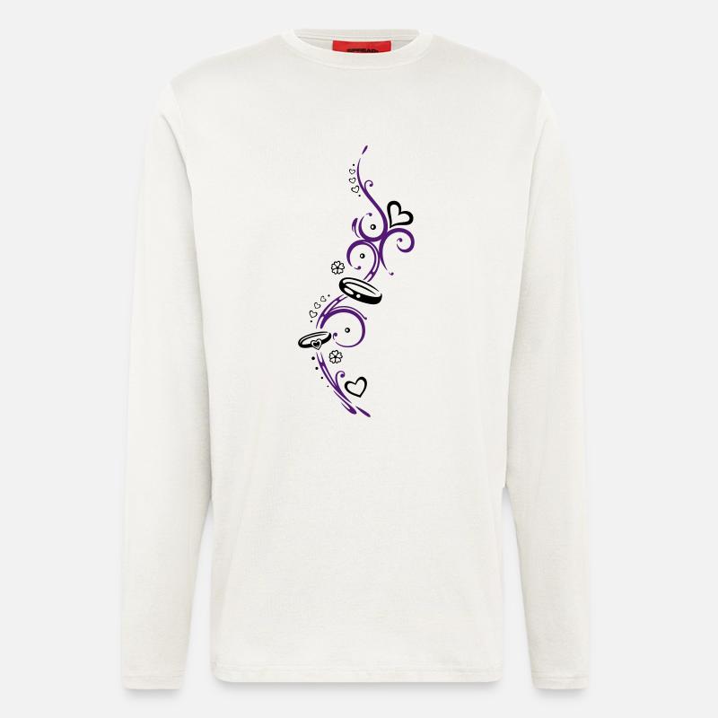 Eheringe, Hochzeit, Ehe, zwei Ringe - Langarmshirt - made by SPREAD  - OFF WHITE