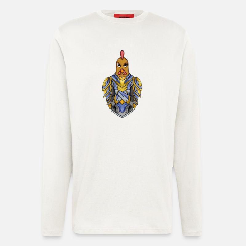 Knight Chicken with Armor Crusader - Longsleeve - made by SPREAD  - OFF WHITE