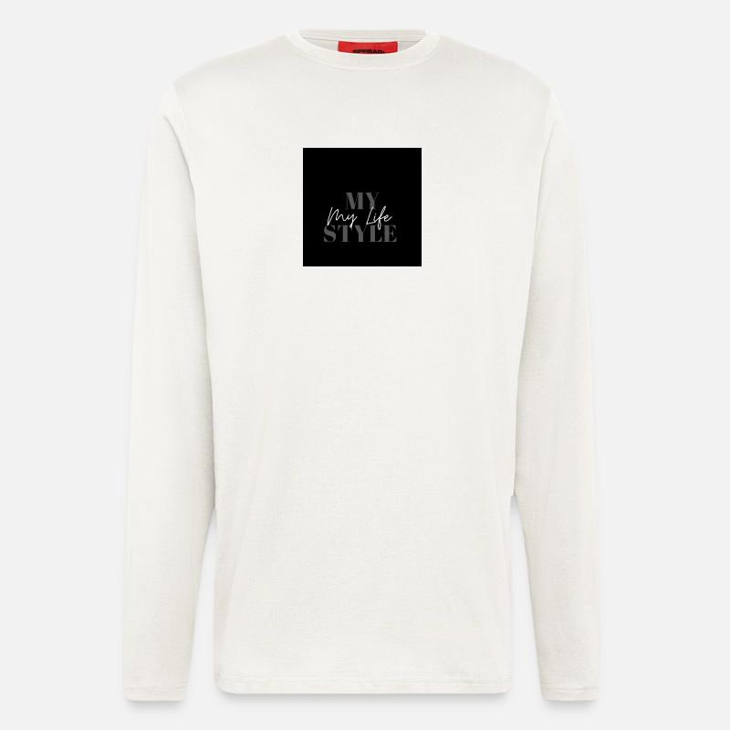 My Life Style Typo Script auf Schwarz - Langarmshirt - made by SPREAD  - OFF WHITE