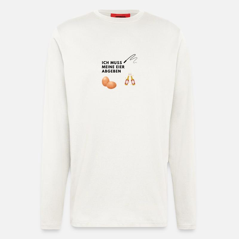 JGA, Eier abgeben, Peitsche, Bier - Langarmshirt - made by SPREAD  - OFF WHITE