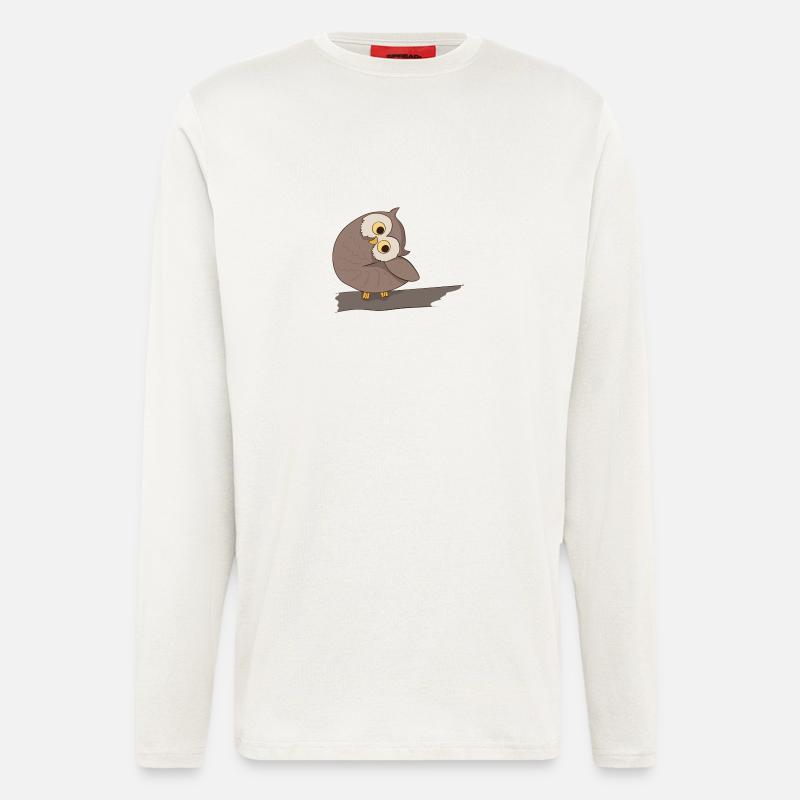 Uhu Eule Comic - Langarmshirt - made by SPREAD  - OFF WHITE