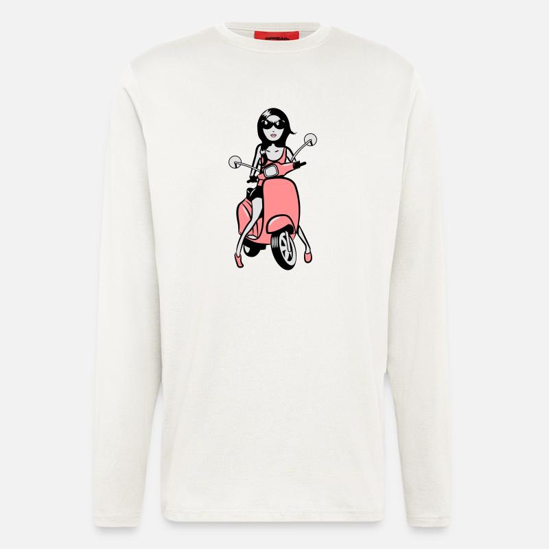 motorroller mädchen style look - Langarmshirt - made by SPREAD  - OFF WHITE